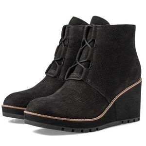 Eileen Fisher Size 6 Black Suede Wedge Ankle Boots Alpine NEW Womens $275